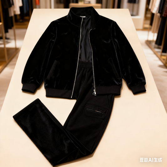 🔴【Nowe zniżki na produkty】💥【M-4XL】Damski, swobodny, aksamitny i pogrubiony garnitur (marynarka + spodnie)